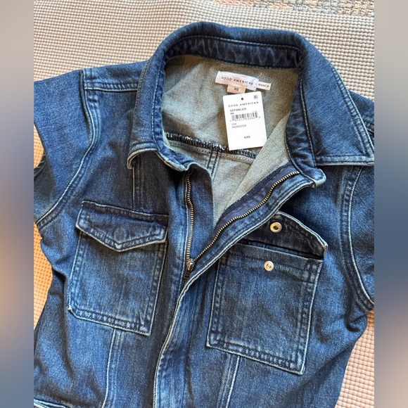 Good American Fit For Success Pleated Wide Leg jumpsuit in Indigo size xs/0 - Picture 8 of 9